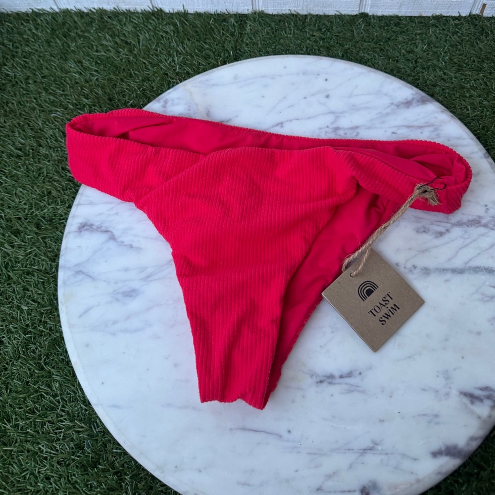 Toast X Free People Signature Banded Waist Bikini Bottoms Fire Coral Size Small